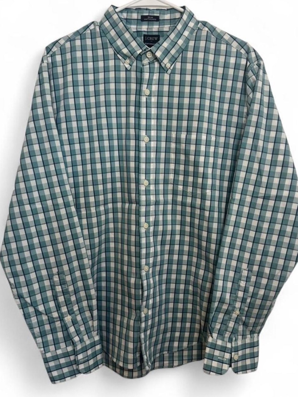 J. Crew—Navy, Teal and White Checked Button-Down Shirt - Men's